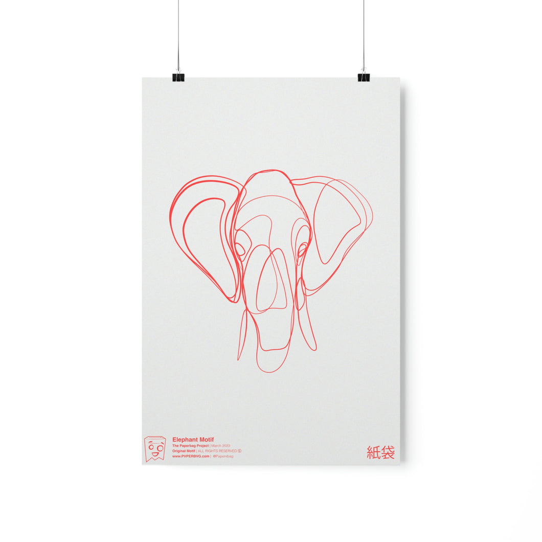 Elephant Motif Matte Print